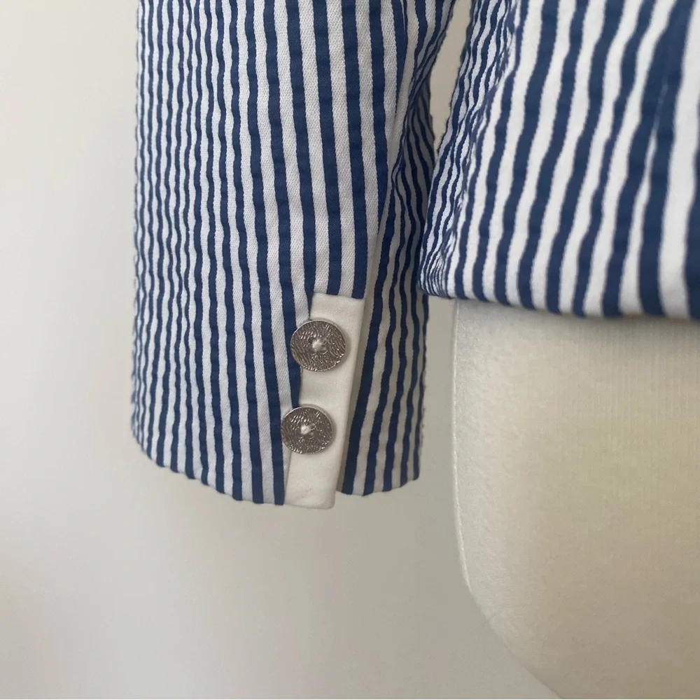 St. John Navy and White Striped Blazer - Picture 5 of 10